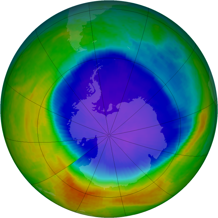 Antarctic ozone map for 19 October 2001